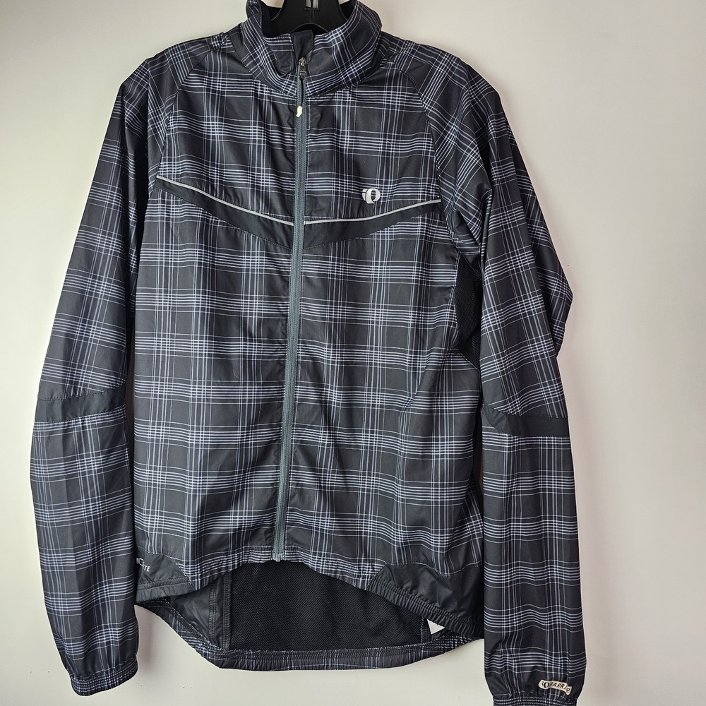 Pearl Izumi Womens Elite Barrier cycling jacket M Gray‎ Black Check Full Zip